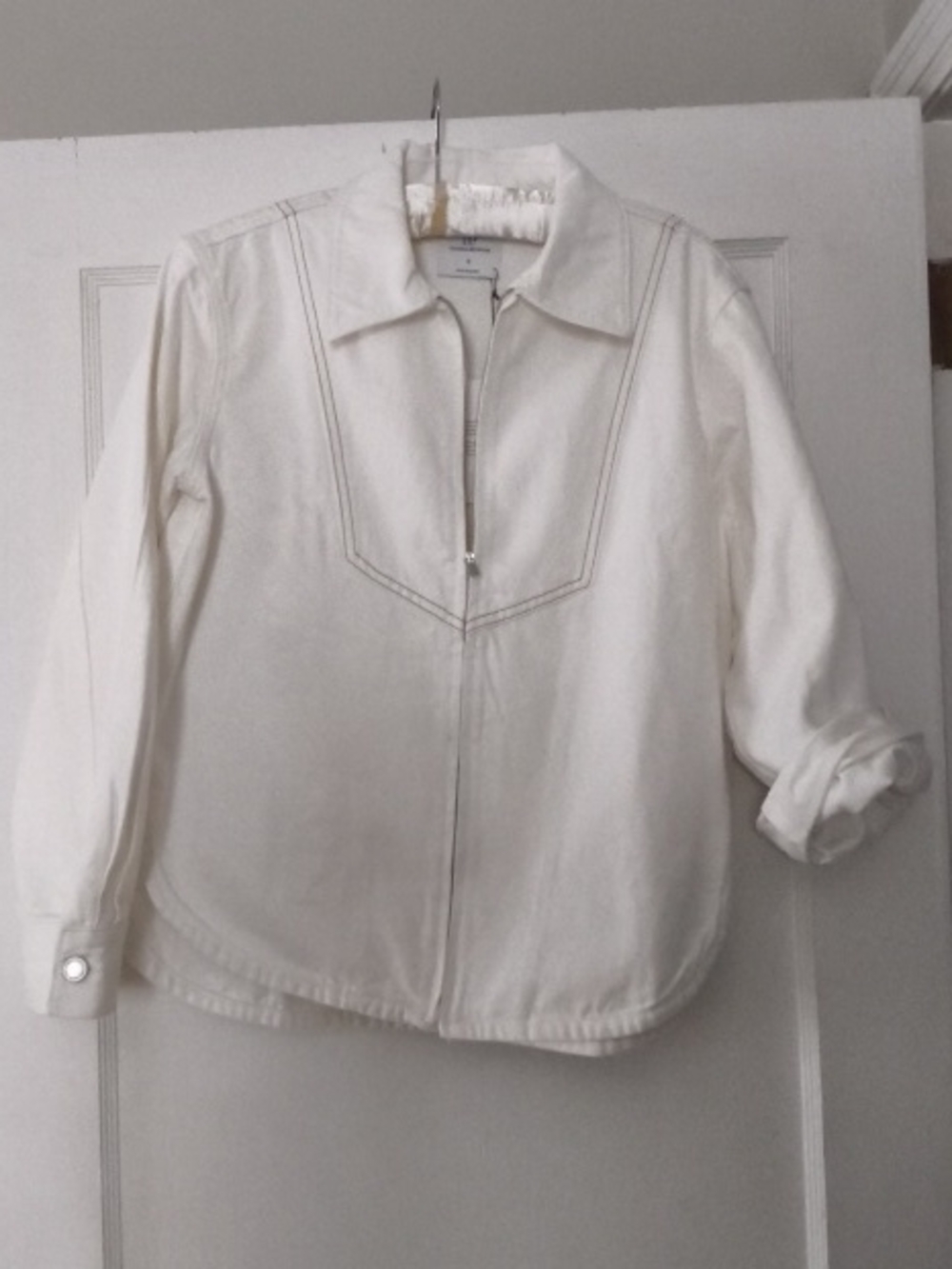NWT Victoria Beckham Gap Cream Zip-Front Jean Jacket Sz S